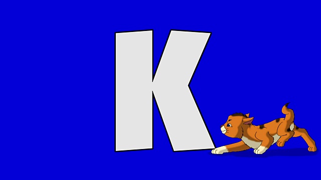 字母K和小猫(前景)视频素材