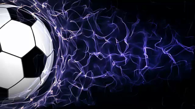 足球在蓝色抽象粒子环，环，4k视频素材