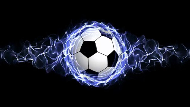 足球在蓝色抽象粒子环，环，4k视频下载