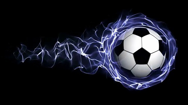 足球在蓝色抽象粒子环，环视频素材