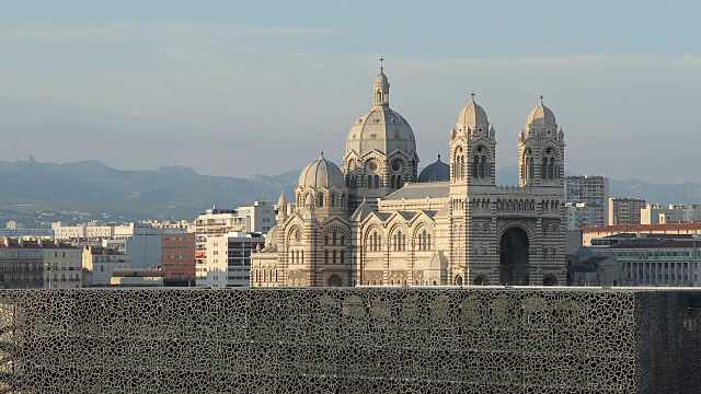 法国马赛的梅杰大教堂和穆塞姆视频下载