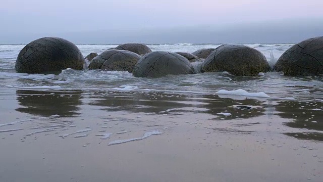 新西兰的莫拉基巨石视频下载