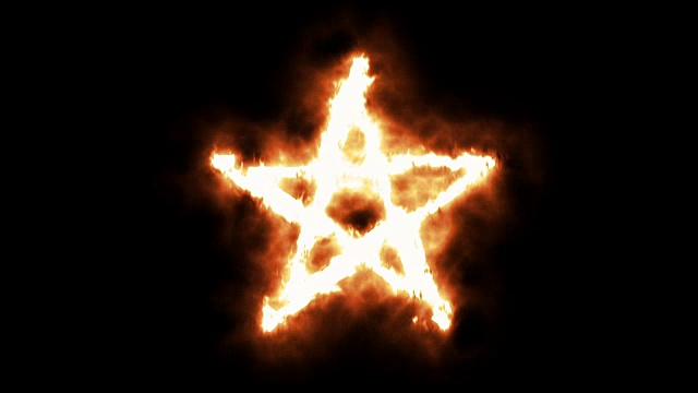 五角星符号点燃和燃烧在火焰中视频下载