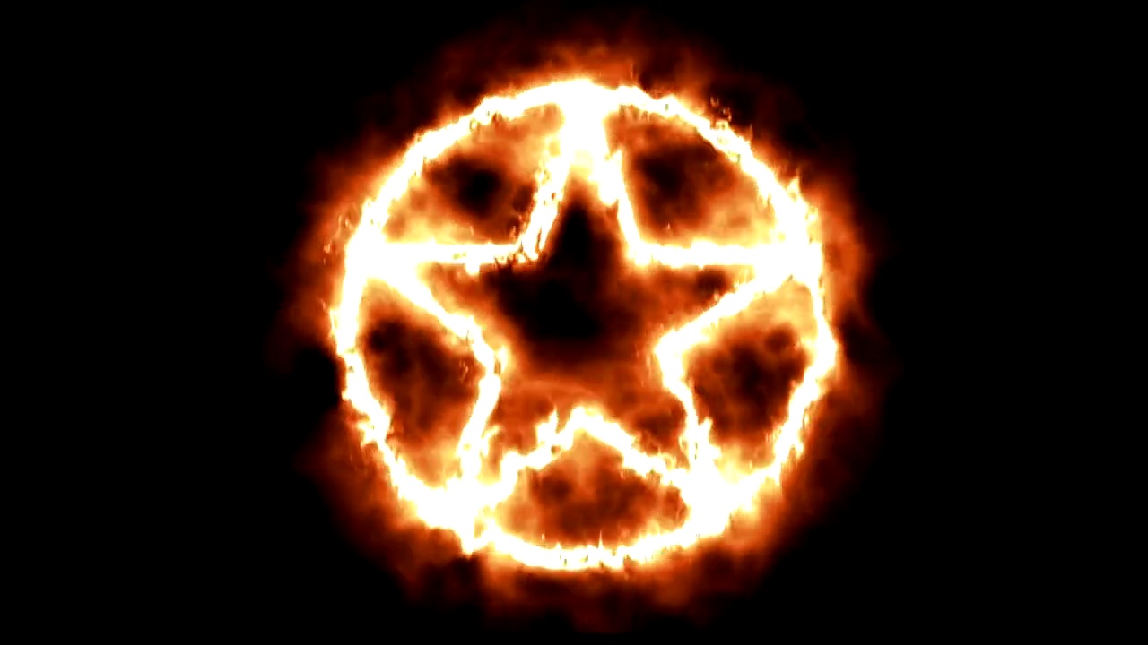 星在圆圈点燃和燃烧在火焰视频素材