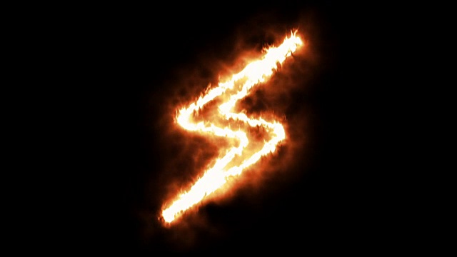 一个闪电符号点燃和燃烧在火焰中视频素材