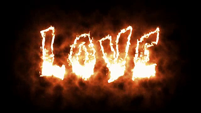 爱这个词在火焰中燃烧视频素材