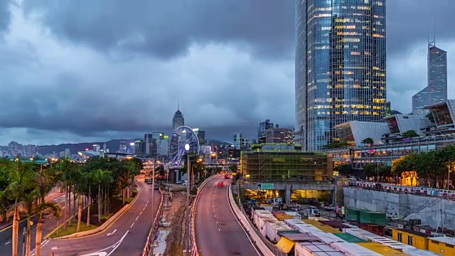 香港的中央商务区，有国际金融中心大厦。FullHD TimeLapse - 2016年8月，香港视频素材