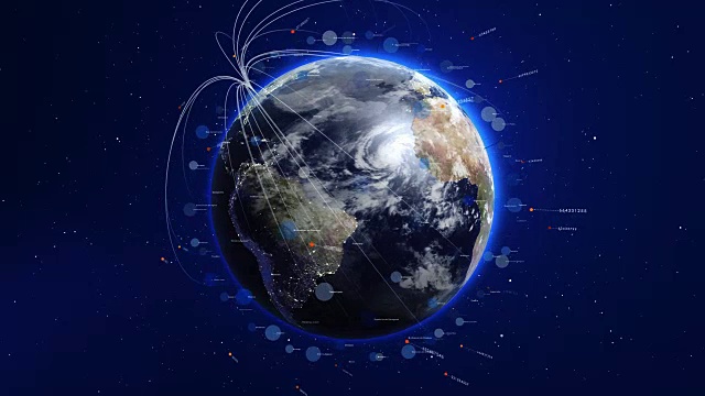 数字蓝色地球环绕全球网络。视频下载