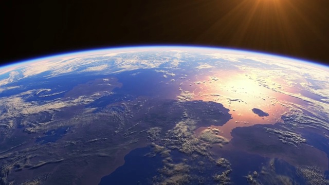 地球上的日出。從太空看地球的驚人景象。視頻素材