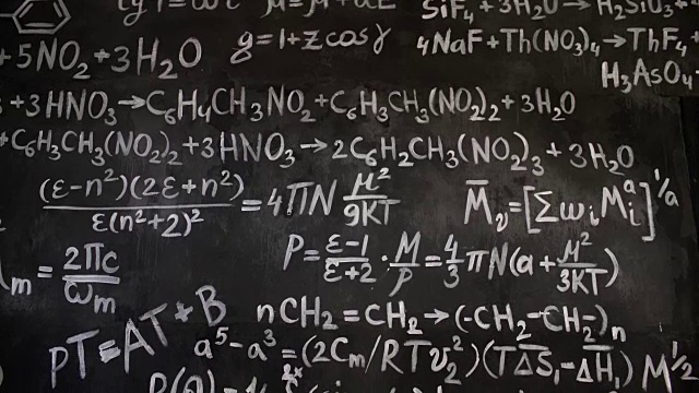 化学和数学方程式墙房间背景视频下载