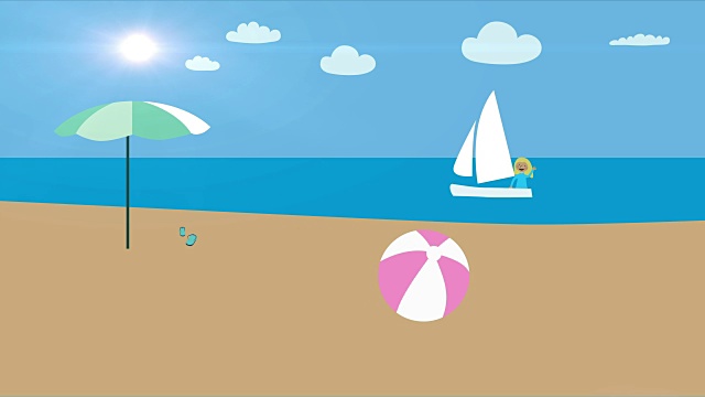 海滩和女人在划船视频下载