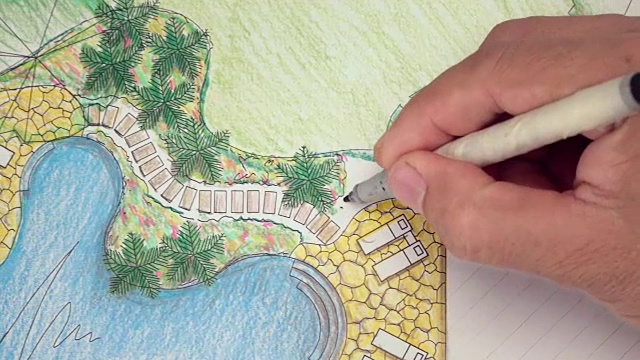 景观设计师为别墅设计后院平面图视频下载