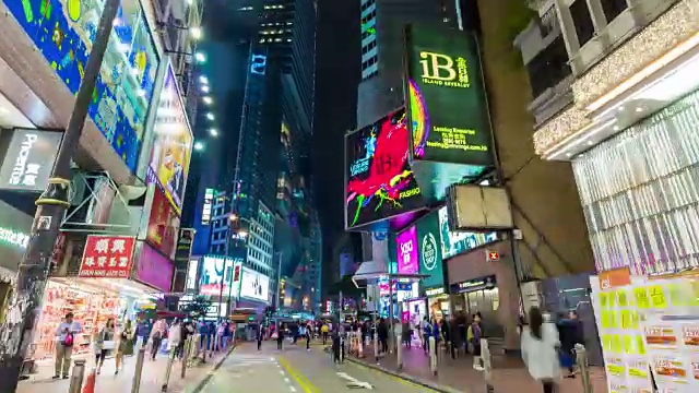 中国夜明亮香港步行交通街道全景4k时间推移视频下载