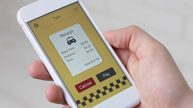 使用智能手机应用程序支付出租车费用视频购买