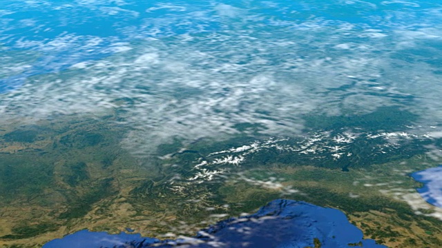 从外太空卫星上拍摄的法国国家动画视频素材