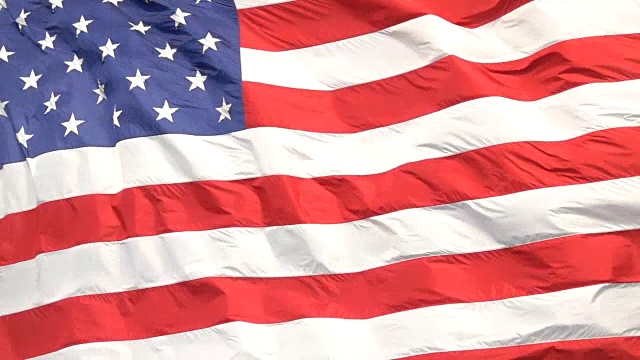 慢镜头特写:美国国旗飘扬，代表美利坚合众国视频下载
