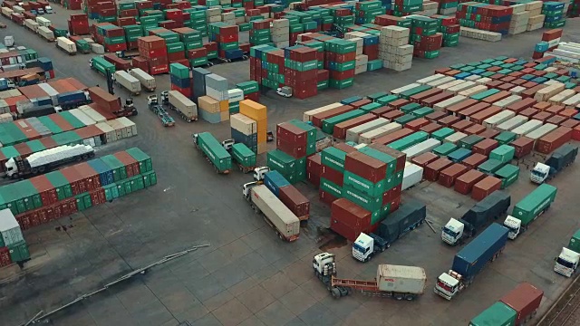 铁路货场集装箱鸟瞰图视频素材