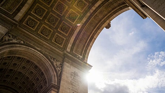 在巴黎凯旋门纪念碑的正面看法国的胜利视频素材