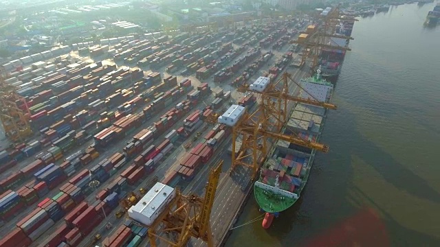 工业海港鸟瞰图视频素材