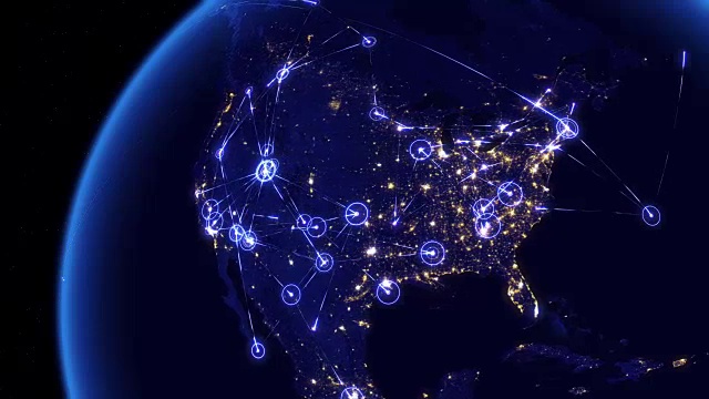 通过北美连接网络进行全球通信。视频下载