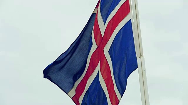 冰岛旗，慢镜头视频素材