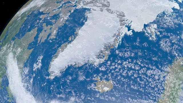 格陵兰岛国家在地球上从外太空旋转视频素材