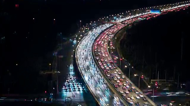 T/L HA TD Rush Hour Traffic at Night /北京，中国视频下载