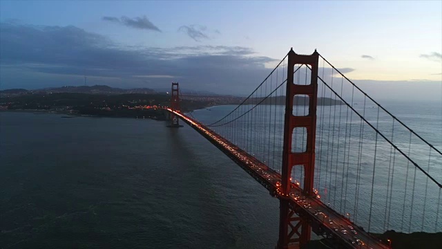 高空金门大桥在日落高清库存镜头视频下载