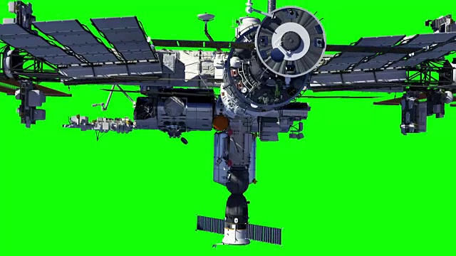 国际空间站。绿色的屏幕。视频素材