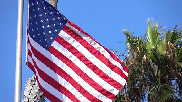 美国国旗迎风飘扬的4K视频视频素材