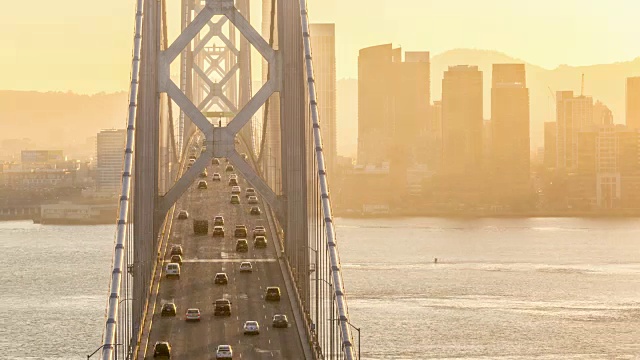 旧金山奥克兰海湾大桥在黄金时间时光流逝视频下载