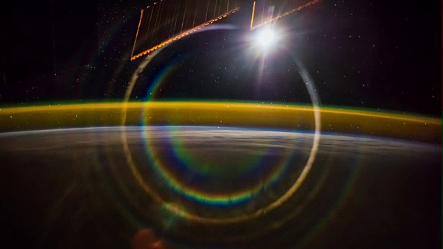 从国际空间站拍摄到的地球上空的极光，时间间隔为4K视频素材