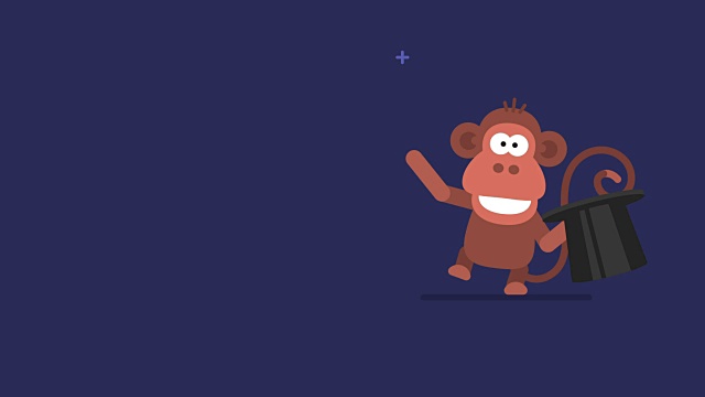 猴子和闪烁的星星有趣的动物字符中国星象视频素材