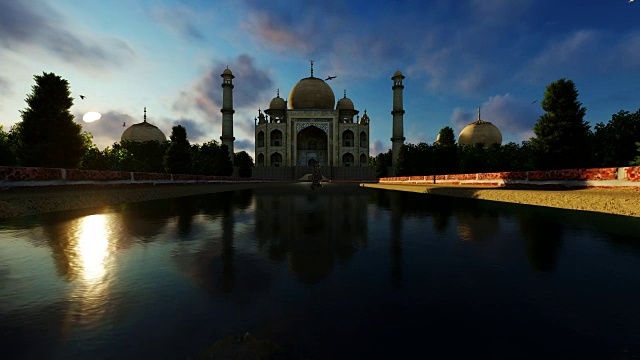 在美丽的日落印度阿格拉泰姬陵视频下载