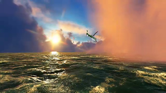 救援直升机在海上飞行视频素材