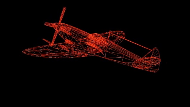 飞机线模型孤立的黑色- 3D渲染视频下载