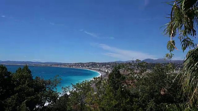 美丽的风景俯瞰海岸和城市尼斯，法国视频素材