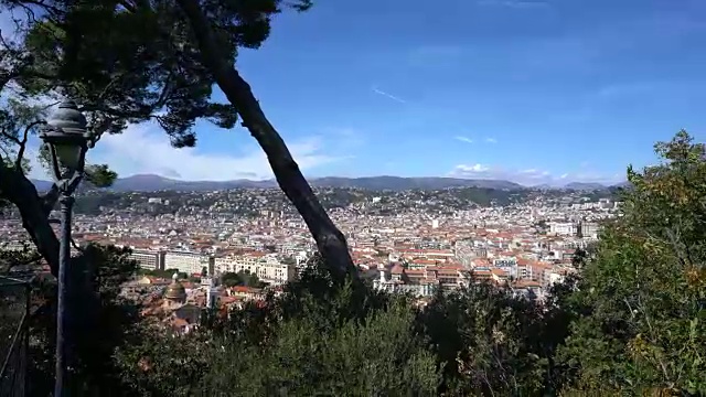 美丽的风景俯瞰城市尼斯，法国视频素材