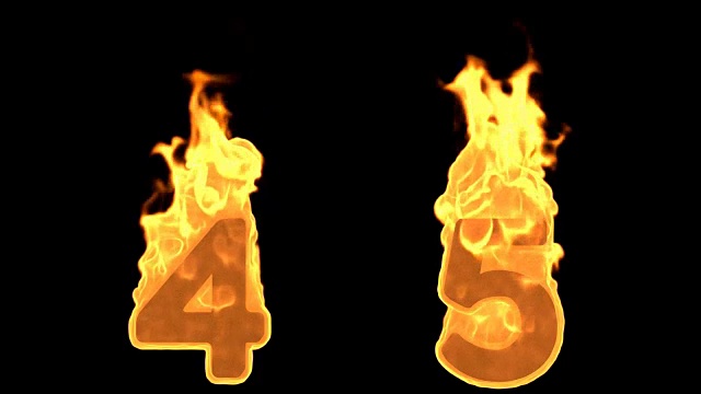 4 - 5。火焰燃烧的火字母表数字视频下载