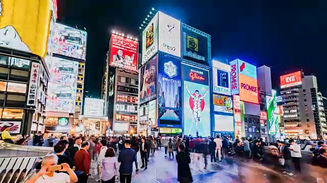大阪日本購物區時光流逝。視頻下載