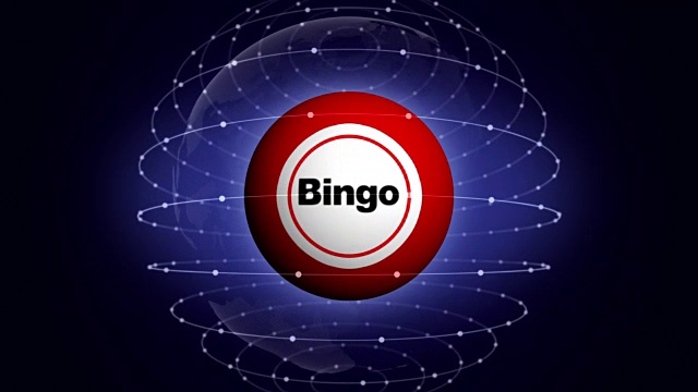 BINGO文本动画围绕BINGO球，渲染，背景，循环视频素材