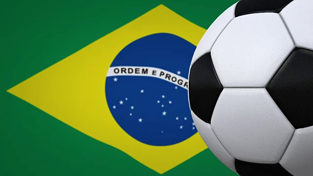 足球环与巴西国旗的背景视频下载
