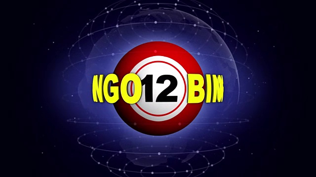 BINGO文本动画围绕BINGO球，渲染，背景，循环视频素材