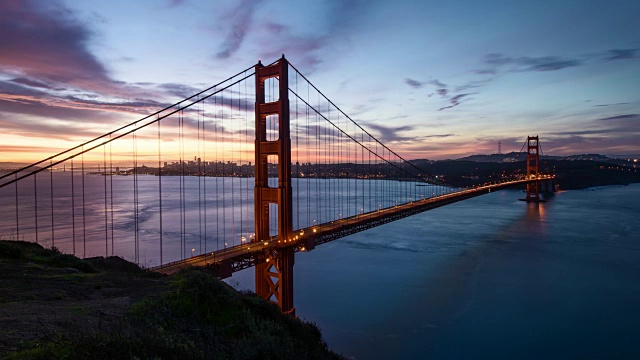 旧金山金门大桥日出视频时间流逝与伟大的天空视频素材