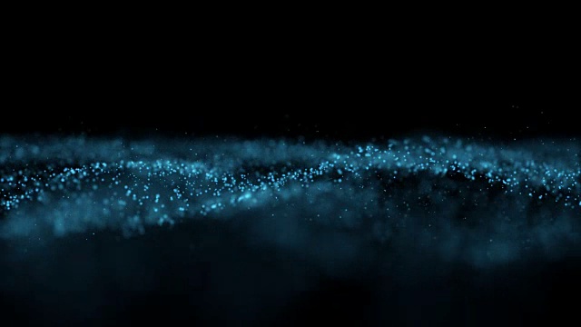 4k剪辑的抽象蓝色波粒子在黑暗的背景，数字技术和创新的概念视频购买