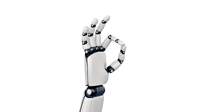 机器人的手在白色的手势。包括α。视频下载