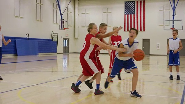 男女同校的中学篮球赛视频素材