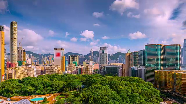 4k时间从白天到夜晚的香港中环商务中心视频素材