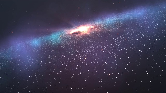4K - 3D美丽的星系与明亮闪烁的星星，飞行在深空，抽象视图星云空间宇宙运动背景视频购买