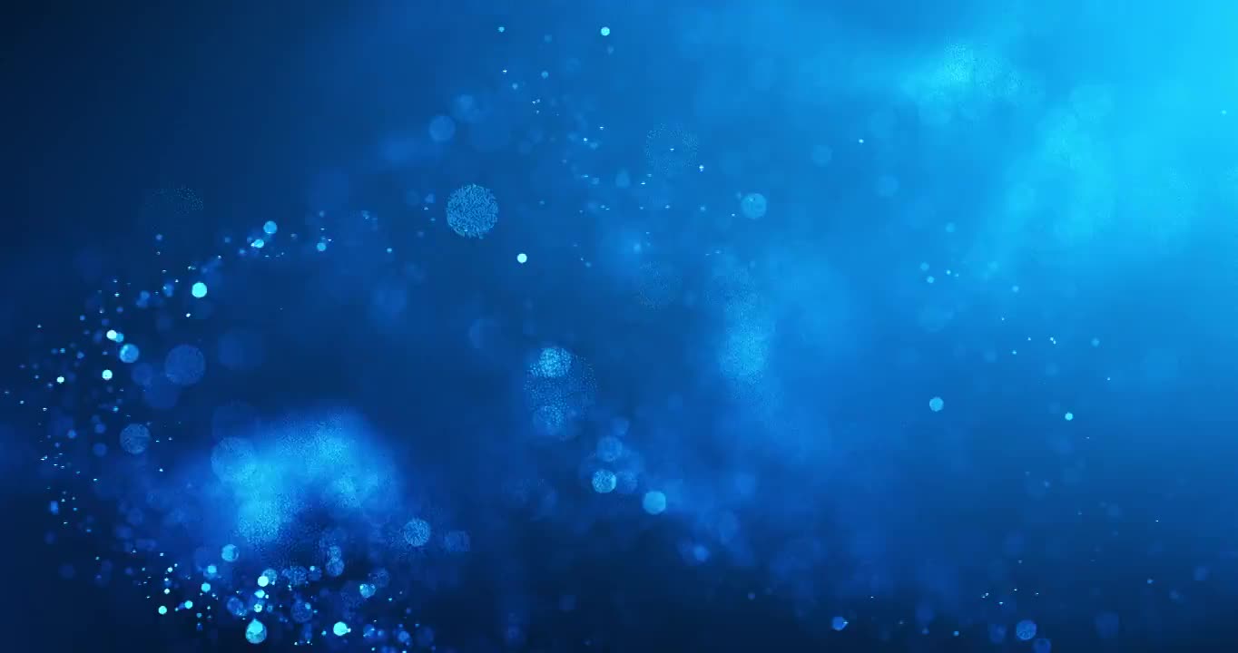 4k抽象粒子波Bokeh背景-蓝色，水，雪-美丽的闪光环视频购买